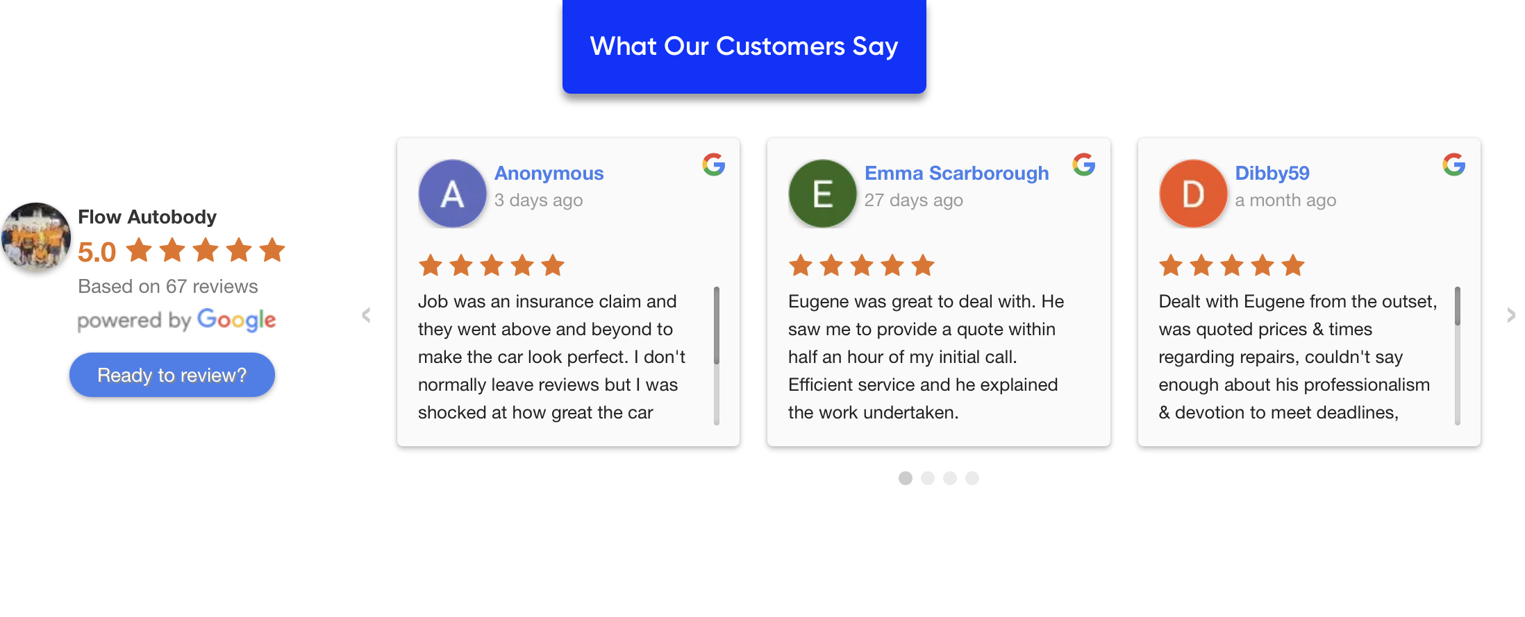 Customer Reviews Flow Autobody